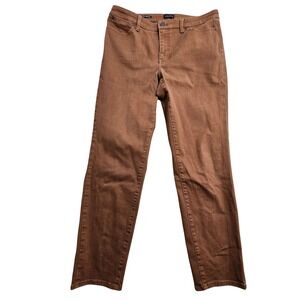 Talbots Slim Ankle Jean Womens 12 Brown Stretch Tapered Denim Pants
